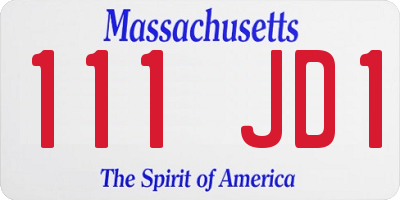 MA license plate 111JD1
