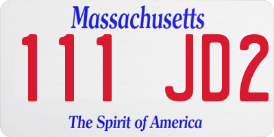 MA license plate 111JD2