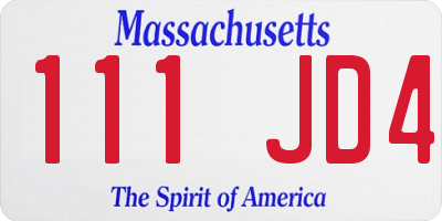MA license plate 111JD4