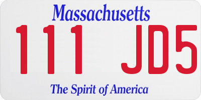 MA license plate 111JD5