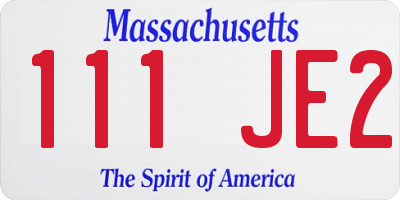 MA license plate 111JE2