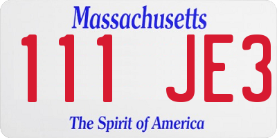 MA license plate 111JE3