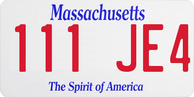 MA license plate 111JE4