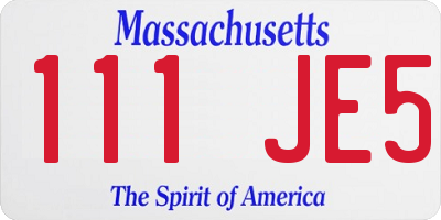 MA license plate 111JE5