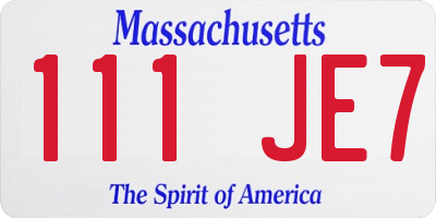 MA license plate 111JE7