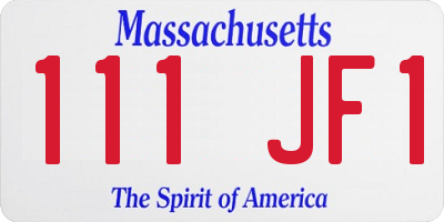 MA license plate 111JF1