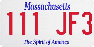 MA license plate 111JF3