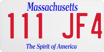 MA license plate 111JF4