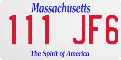 MA license plate 111JF6