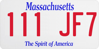MA license plate 111JF7
