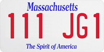 MA license plate 111JG1