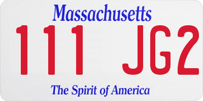 MA license plate 111JG2
