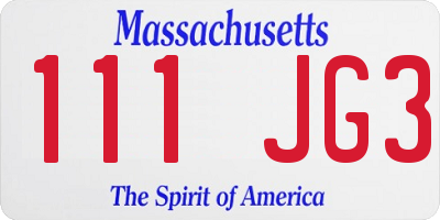 MA license plate 111JG3