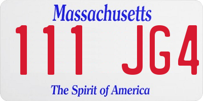 MA license plate 111JG4