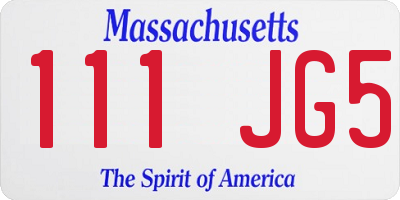 MA license plate 111JG5