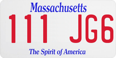 MA license plate 111JG6