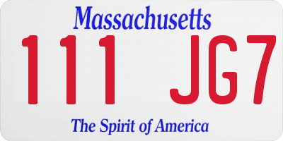 MA license plate 111JG7