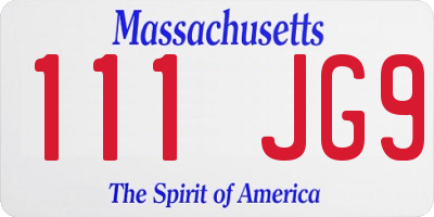 MA license plate 111JG9