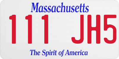 MA license plate 111JH5