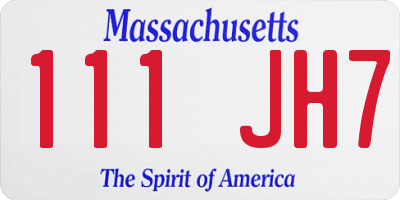 MA license plate 111JH7