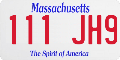 MA license plate 111JH9