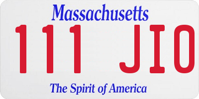 MA license plate 111JI0