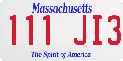 MA license plate 111JI3