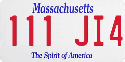 MA license plate 111JI4