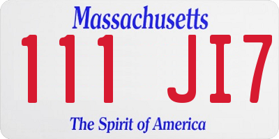 MA license plate 111JI7