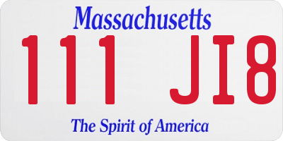 MA license plate 111JI8