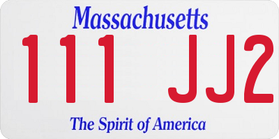 MA license plate 111JJ2