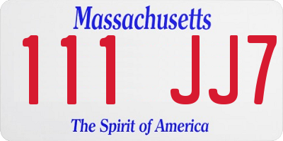 MA license plate 111JJ7