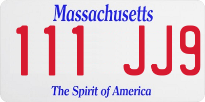 MA license plate 111JJ9