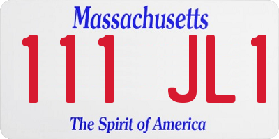 MA license plate 111JL1