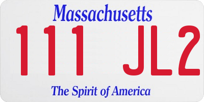 MA license plate 111JL2