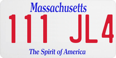 MA license plate 111JL4