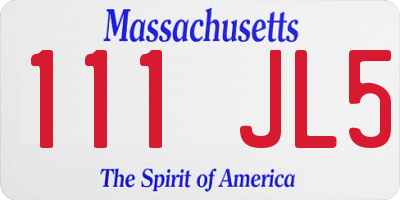 MA license plate 111JL5