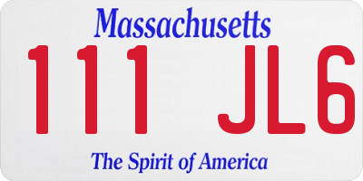 MA license plate 111JL6