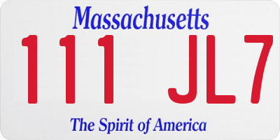 MA license plate 111JL7