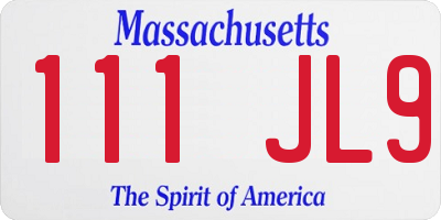MA license plate 111JL9