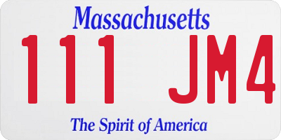 MA license plate 111JM4