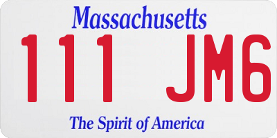 MA license plate 111JM6