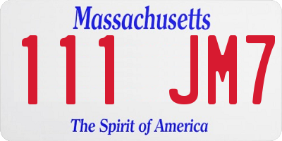 MA license plate 111JM7