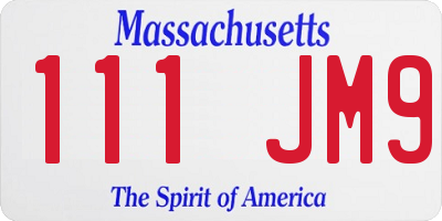 MA license plate 111JM9