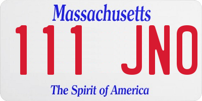 MA license plate 111JN0