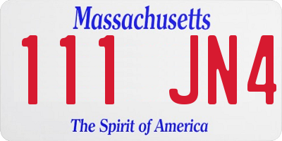 MA license plate 111JN4