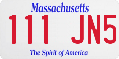 MA license plate 111JN5