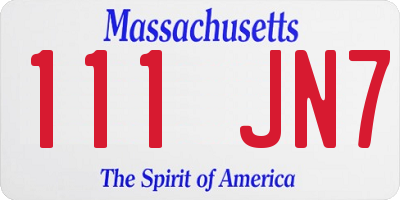MA license plate 111JN7