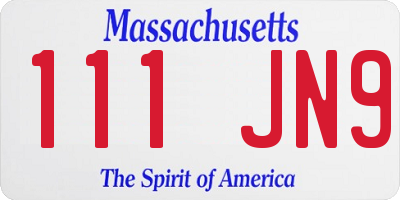 MA license plate 111JN9