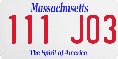 MA license plate 111JO3